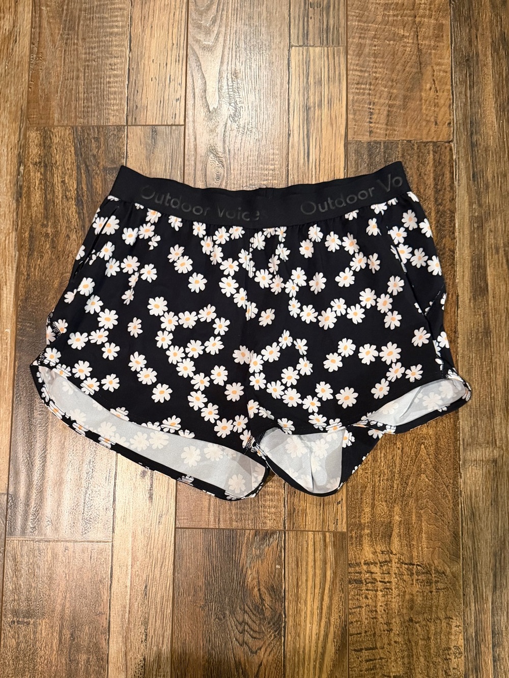 Outdoor Voices Black Daisy Athletic Shorts